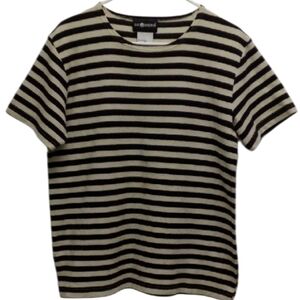 Sag Harbor Black and Cream Striped Short Sleeve Tee